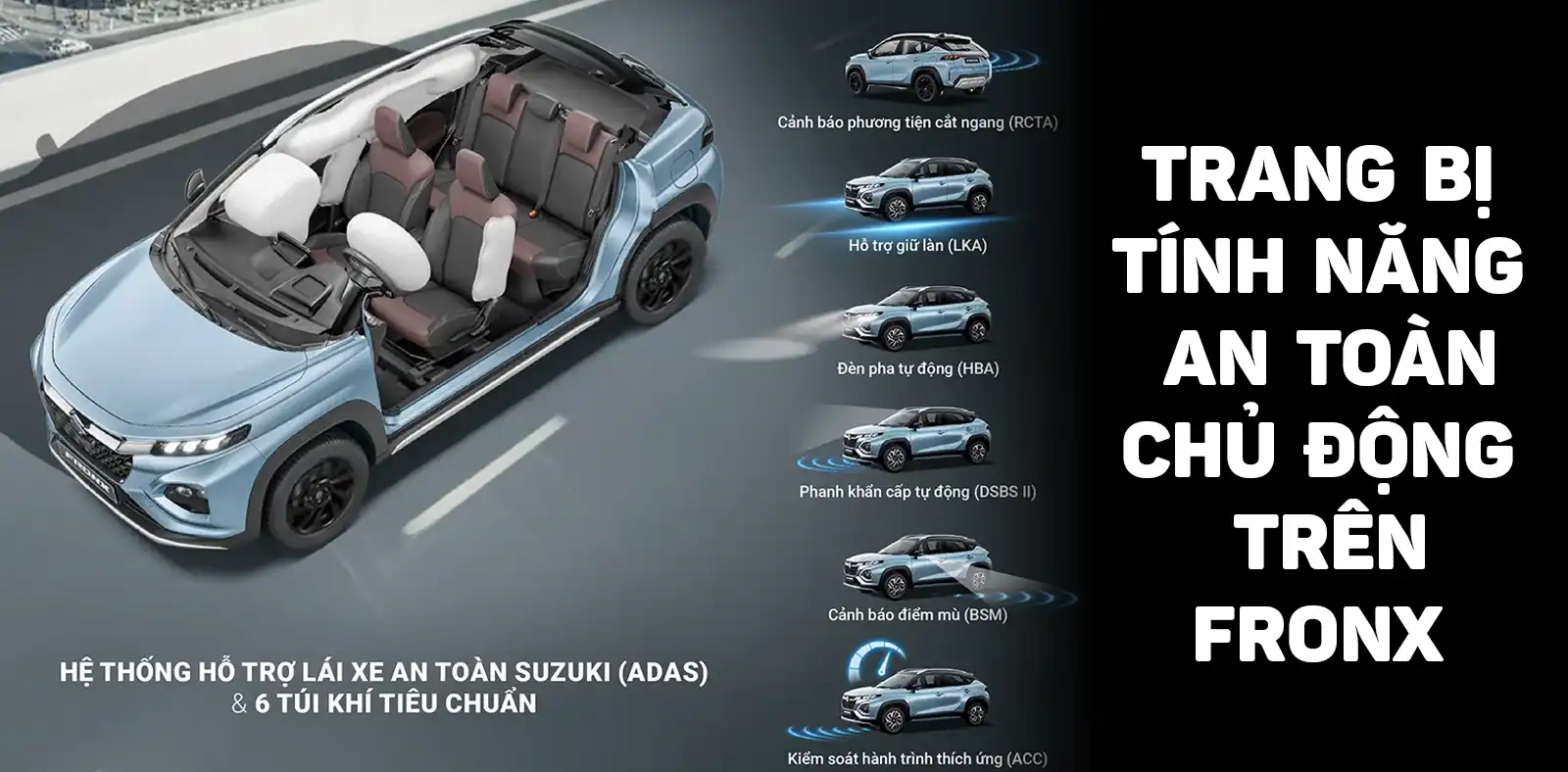 Bảng giá ô tô Suzuki ở Sóc Trăng: Giá bán, ưu đãi, lãi suất mua trả góp 6 tinh-nang-an-toan-chu-dong-tren-suzuki-fronx